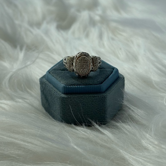 John Hardy Oval Diamond Classic Chain Statement Ring - Picture 9 of 9